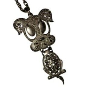Vintage Sarah Coventry Hercules Puppy Dog Necklace Articulated Gold Tone 1970s